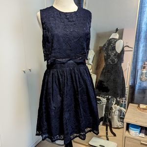 Blue lace mini dress